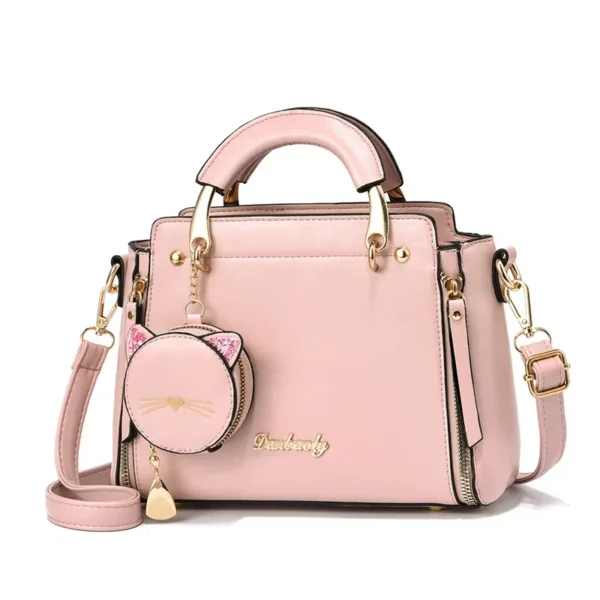Women Cute Cat Purses and Handbags Elegant PU Handbag Top Handle Bag Large Capacity Totes Bag Stylish Sweet Messenger Bag - Image 4